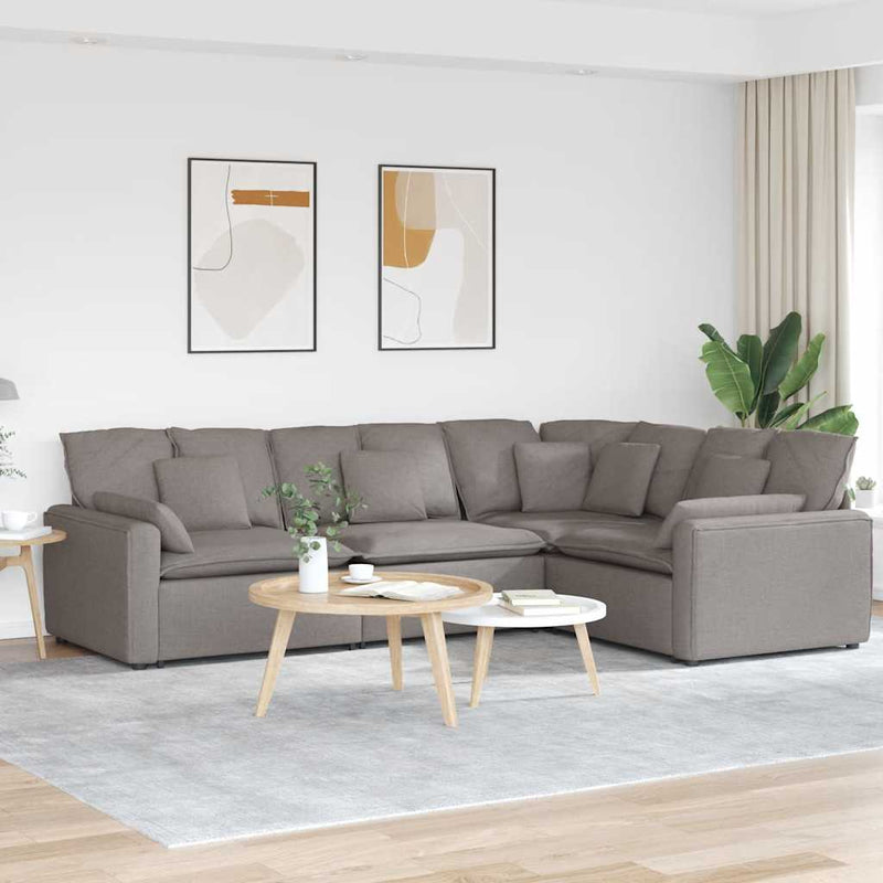 Canapea modulară cu perne, gri taupe, textil