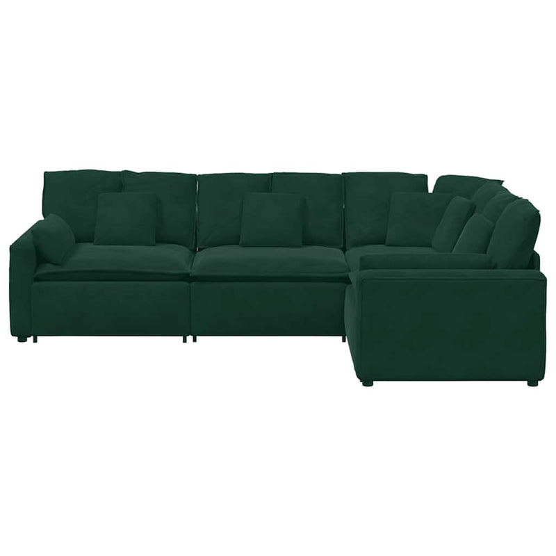 Canapea modulară cu perne, verde închis, catifea