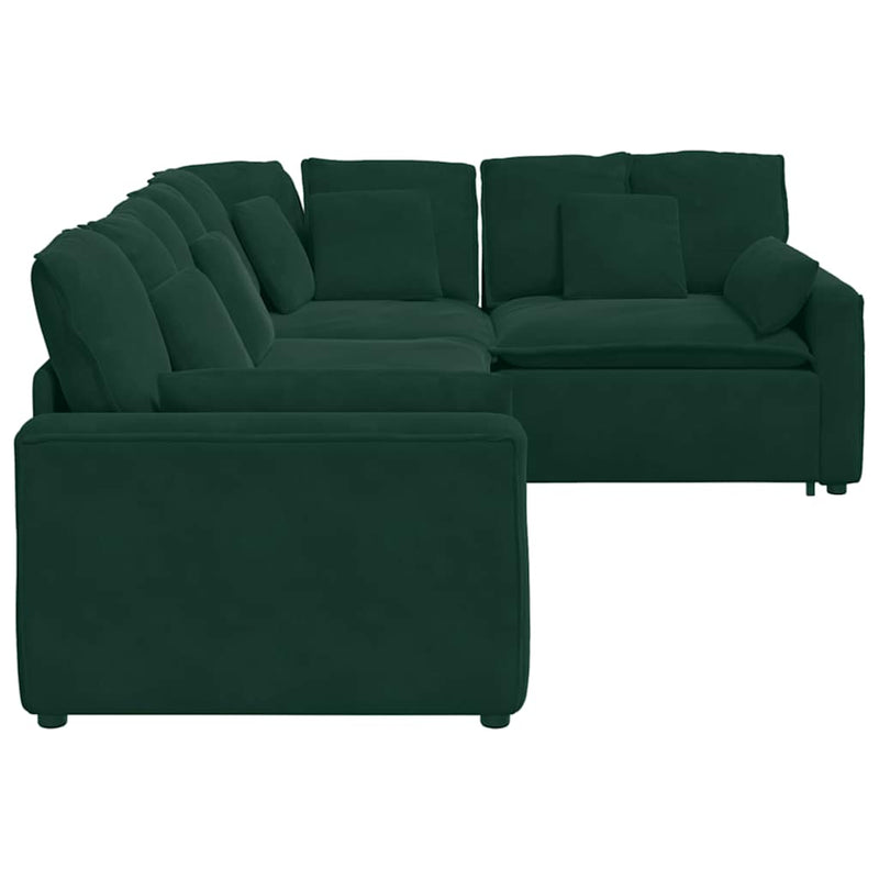 Canapea modulară cu perne, verde închis, catifea