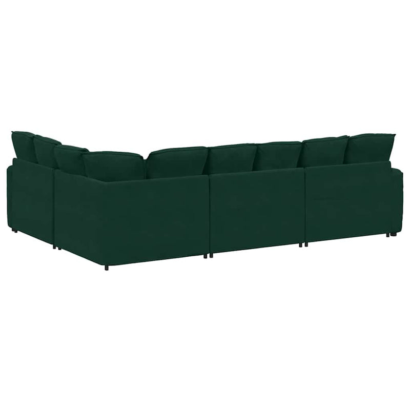 Canapea modulară cu perne, verde închis, catifea