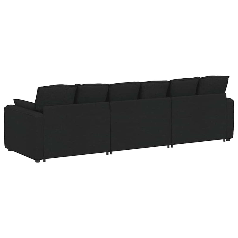 Canapea modulară cu perne, negru, catifea