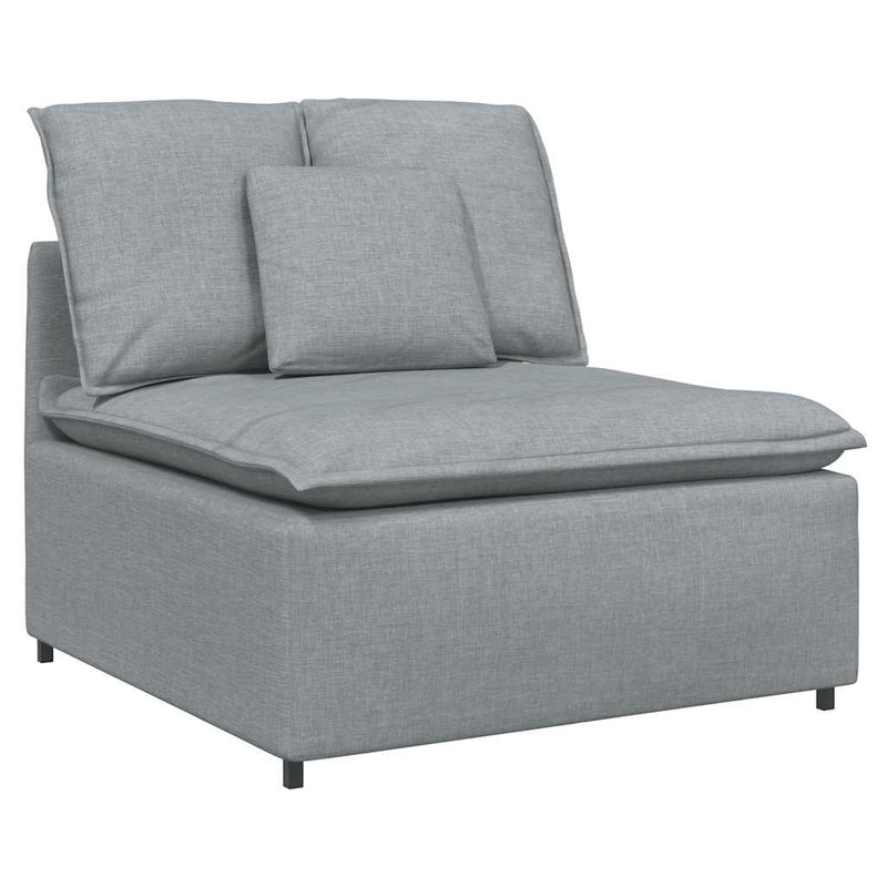 Canapea modulară cu taburet și perne, textil, gri deschis
