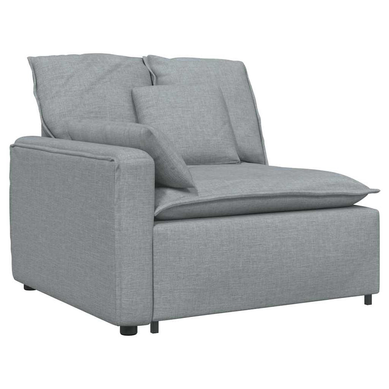 Canapea modulară cu taburet și perne, textil, gri deschis