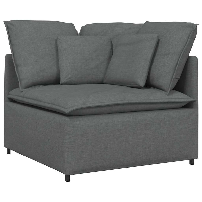 Canapea modulară cu taburet și perne material textil gri închis