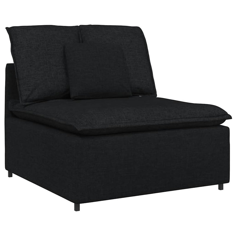 Canapea modulară cu taburet și perne, material textil, negru