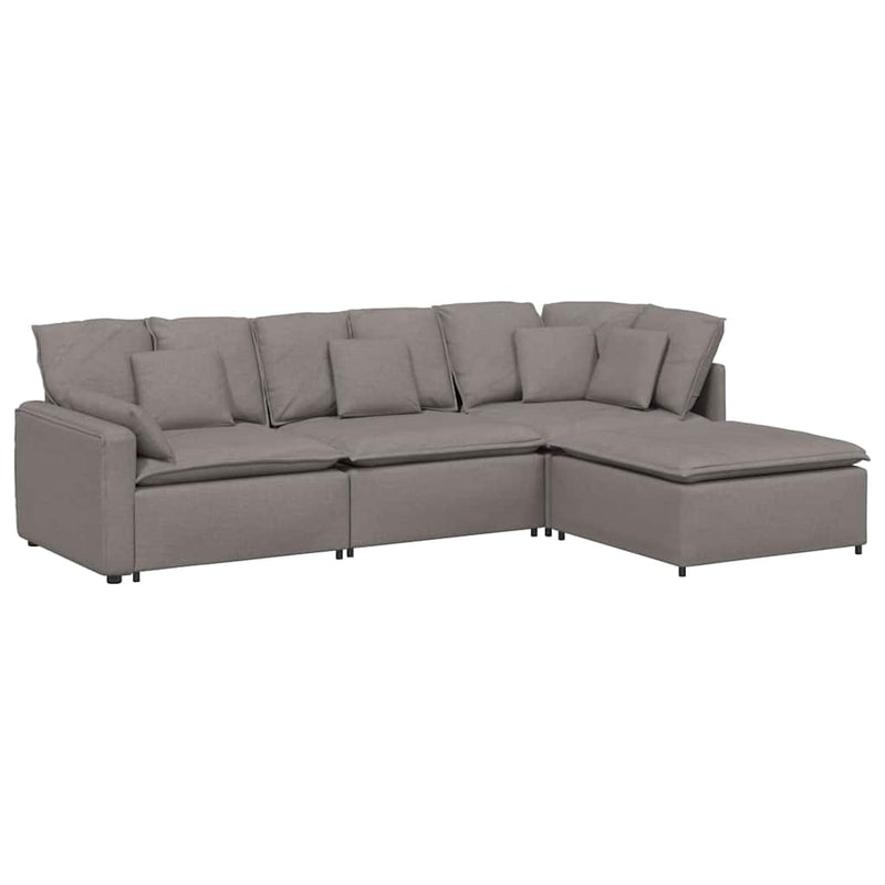 Canapea modulară cu taburet și perne, textil, gri taupe