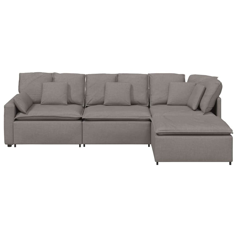 Canapea modulară cu taburet și perne, textil, gri taupe