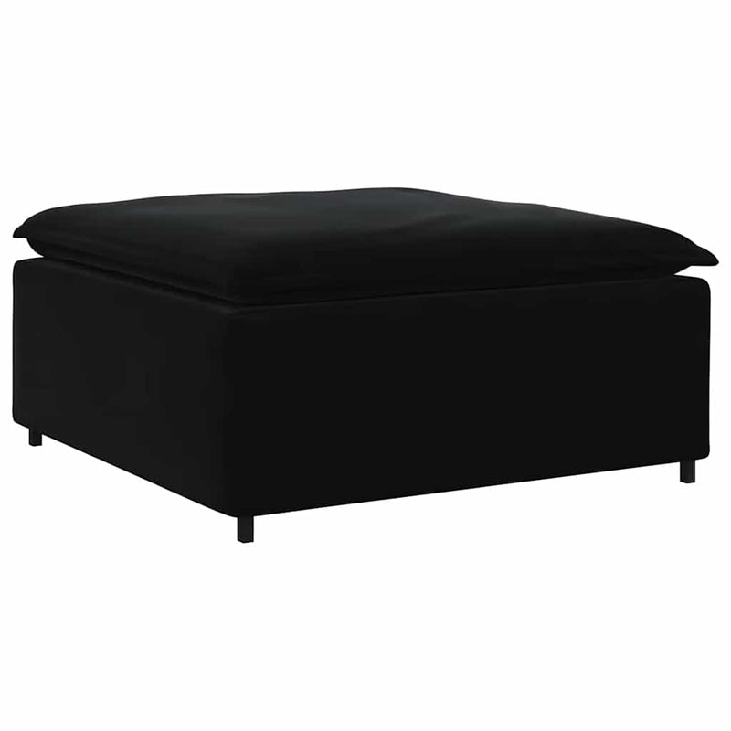 Canapea modulară cu taburet și perne, catifea, negru