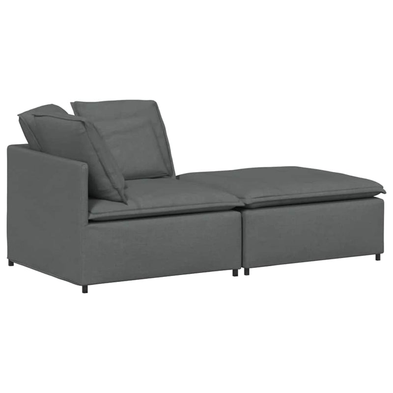 Canapea modulară cu taburet și perne material textil gri închis
