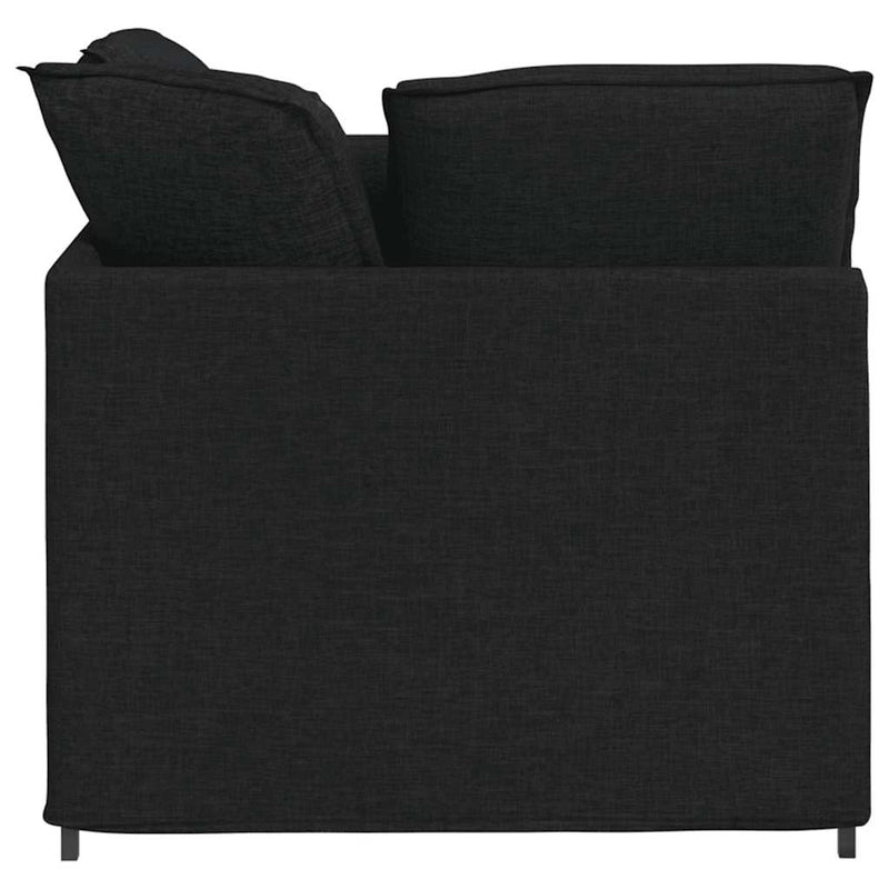 Canapea modulară cu taburet și perne, material textil, negru