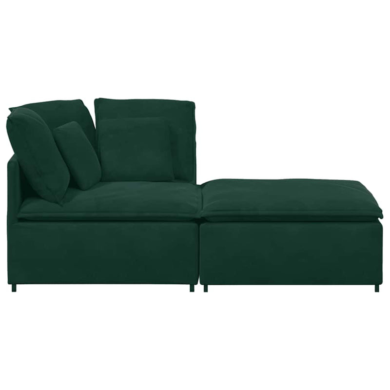 Canapea modulară cu taburet și perne, catifea, verde închis