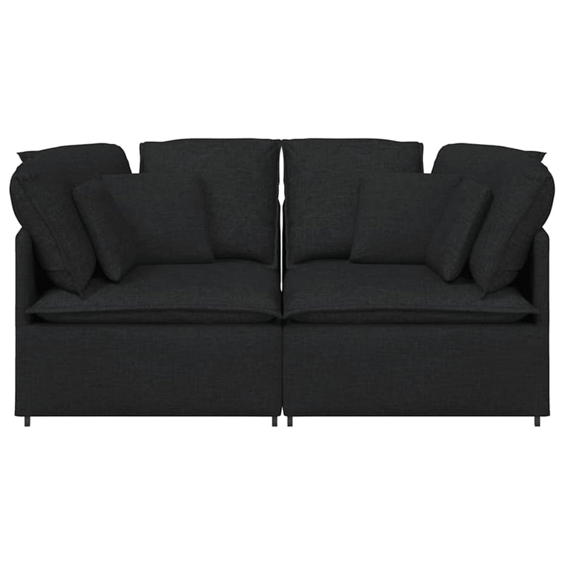 Canapea modulară cu perne, negru, textil