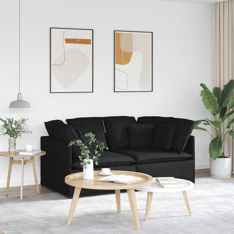 Canapea modulară cu perne, negru, textil