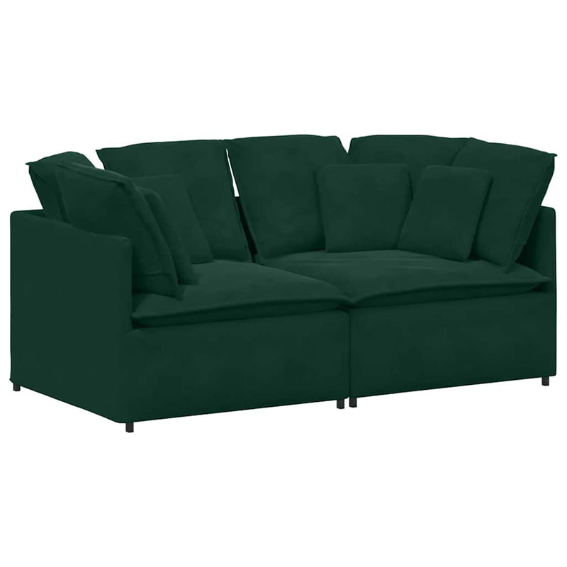 Canapea modulară cu perne, verde închis, catifea