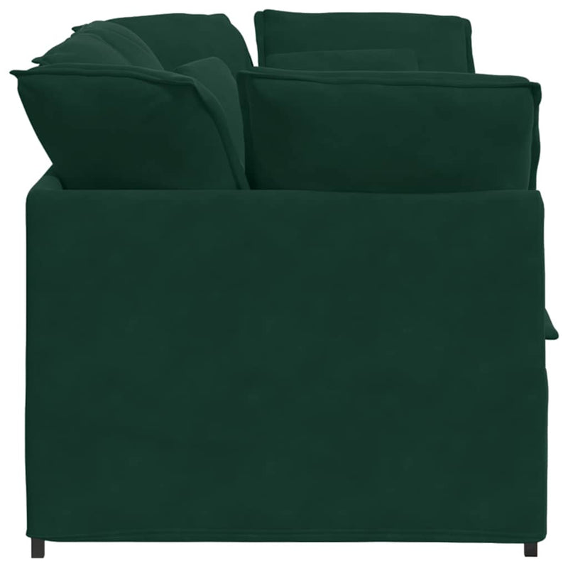 Canapea modulară cu perne, verde închis, catifea