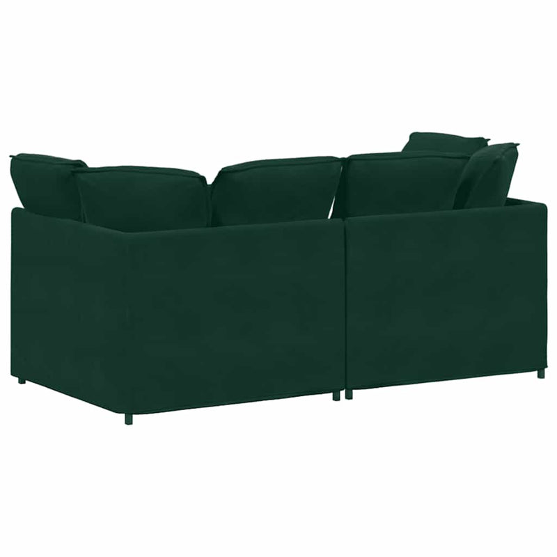 Canapea modulară cu perne, verde închis, catifea