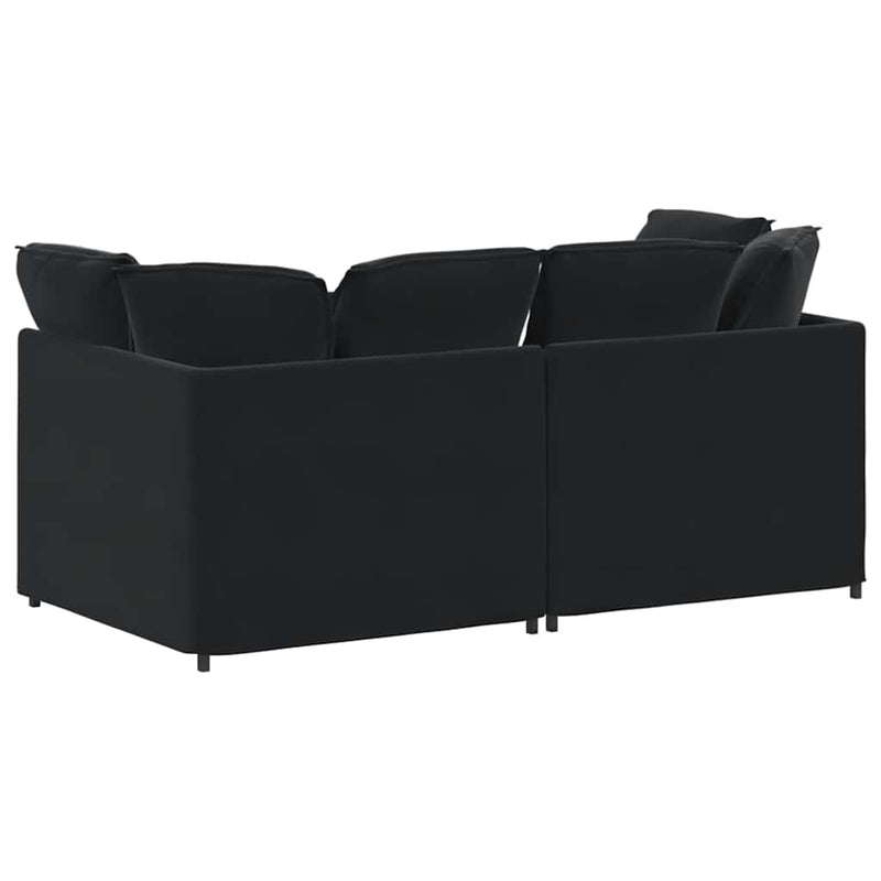 Canapea modulară cu perne, negru, catifea