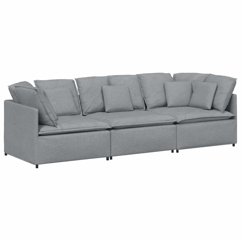 Canapea modulară cu perne, gri deschis, textil