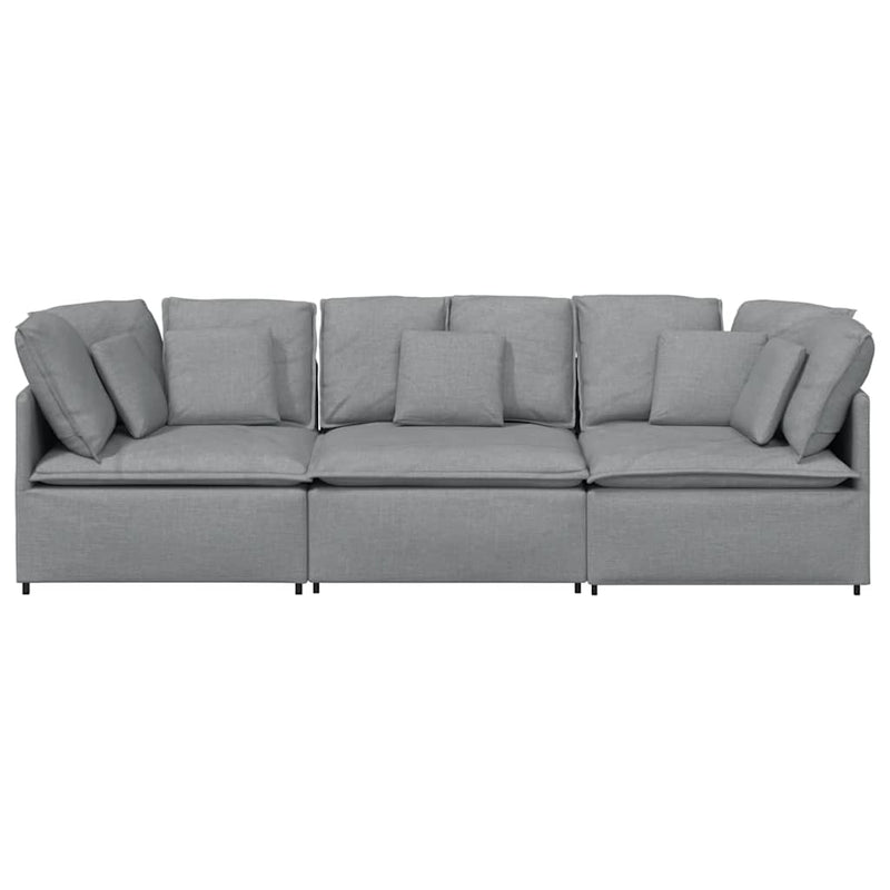Canapea modulară cu perne, gri deschis, textil