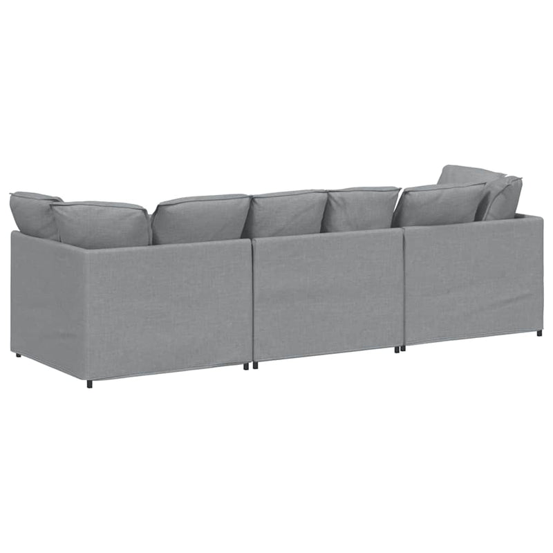 Canapea modulară cu perne, gri deschis, textil