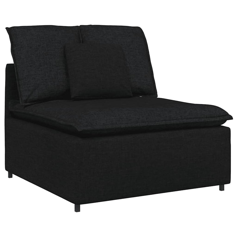 Canapea modulară cu perne, negru, textil