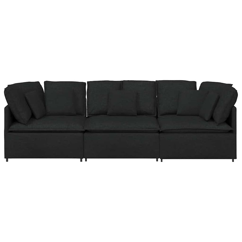 Canapea modulară cu perne, negru, textil