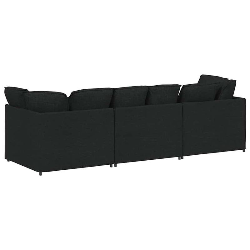 Canapea modulară cu perne, negru, textil