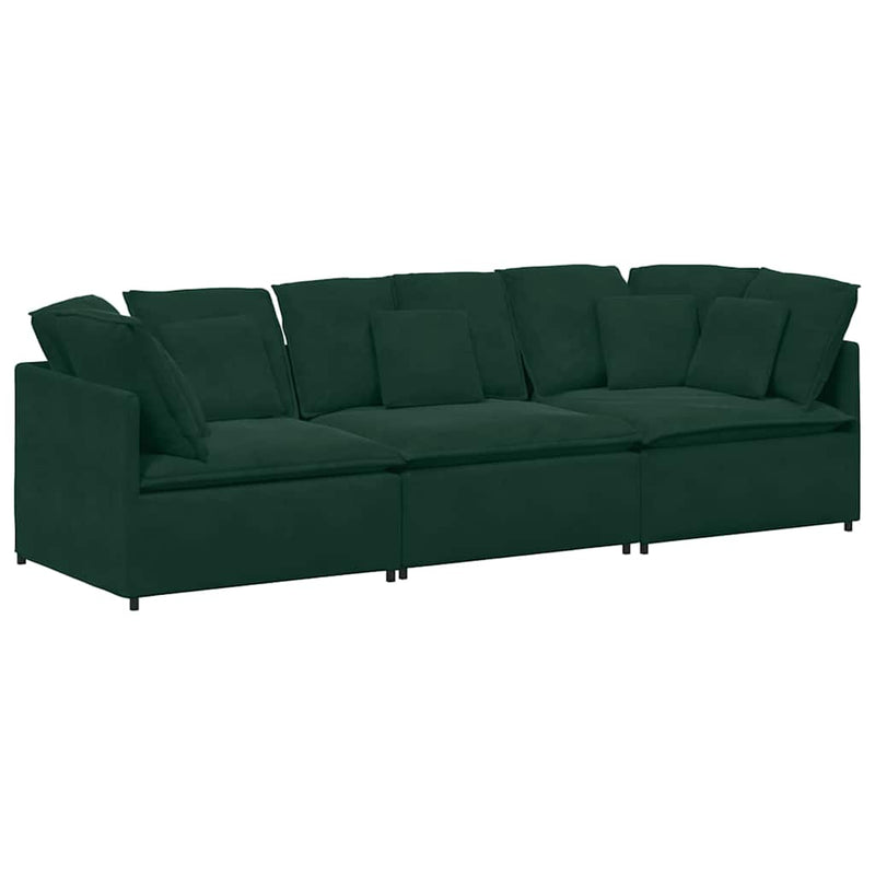 Canapea modulară cu perne, verde închis, catifea