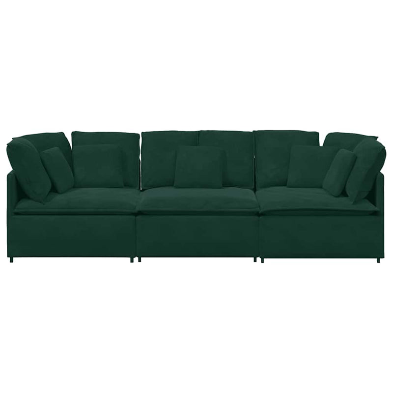 Canapea modulară cu perne, verde închis, catifea