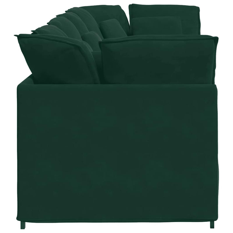 Canapea modulară cu perne, verde închis, catifea