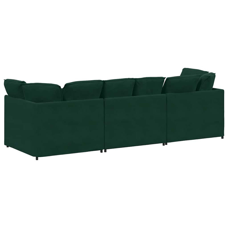 Canapea modulară cu perne, verde închis, catifea