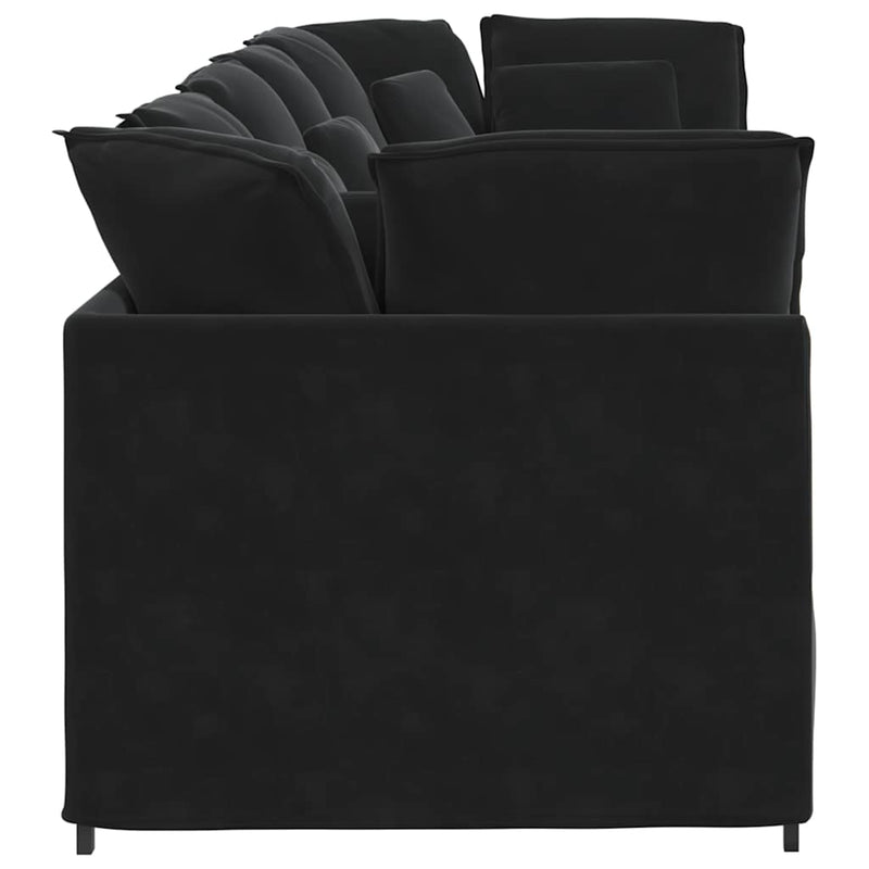 Canapea modulară cu perne, negru, catifea