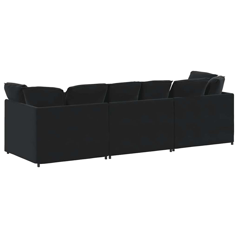 Canapea modulară cu perne, negru, catifea