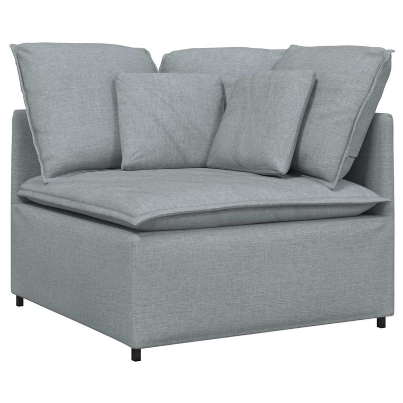 Canapea modulară cu taburet și perne, textil, gri deschis
