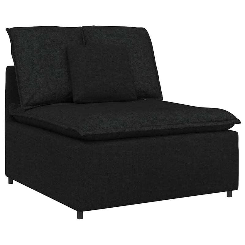 Canapea modulară cu taburet și perne, material textil, negru