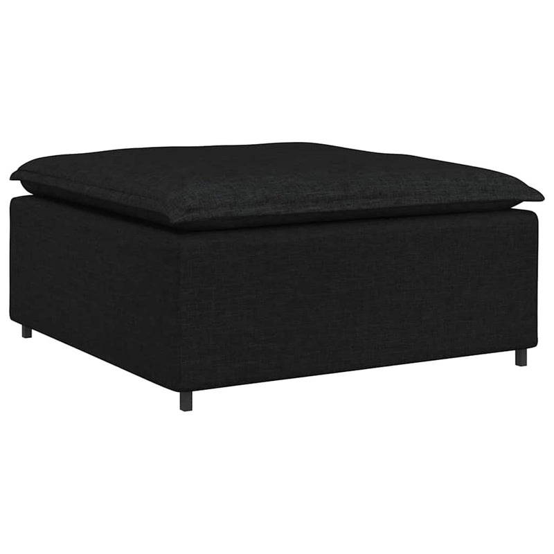 Canapea modulară cu taburet și perne, material textil, negru