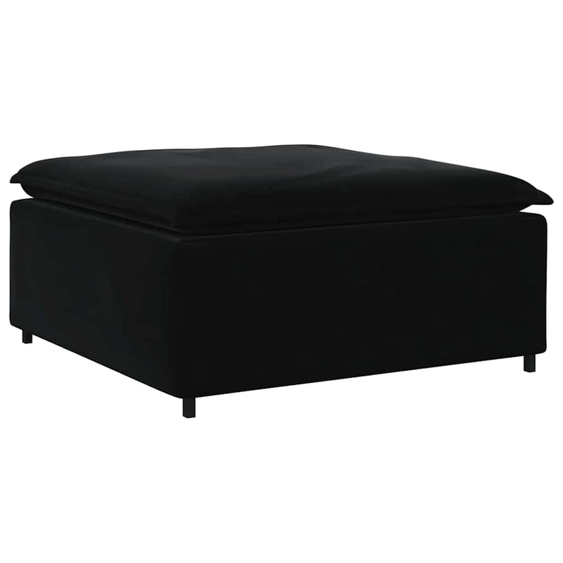 Canapea modulară cu taburet și perne, catifea, negru