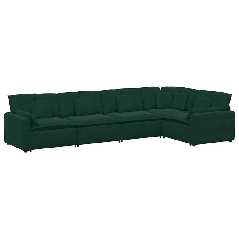 Canapea modulară cu perne, verde închis, catifea