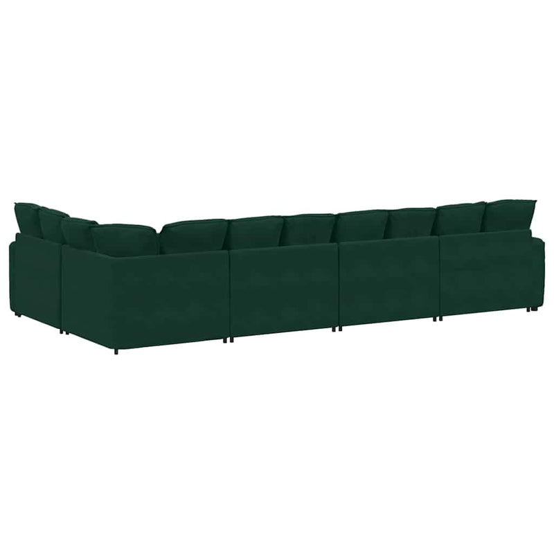 Canapea modulară cu perne, verde închis, catifea