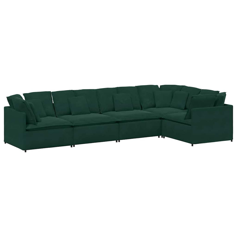 Canapea modulară cu perne, verde închis, catifea