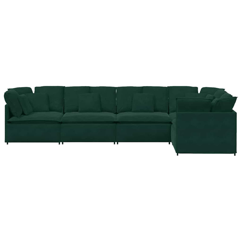 Canapea modulară cu perne, verde închis, catifea