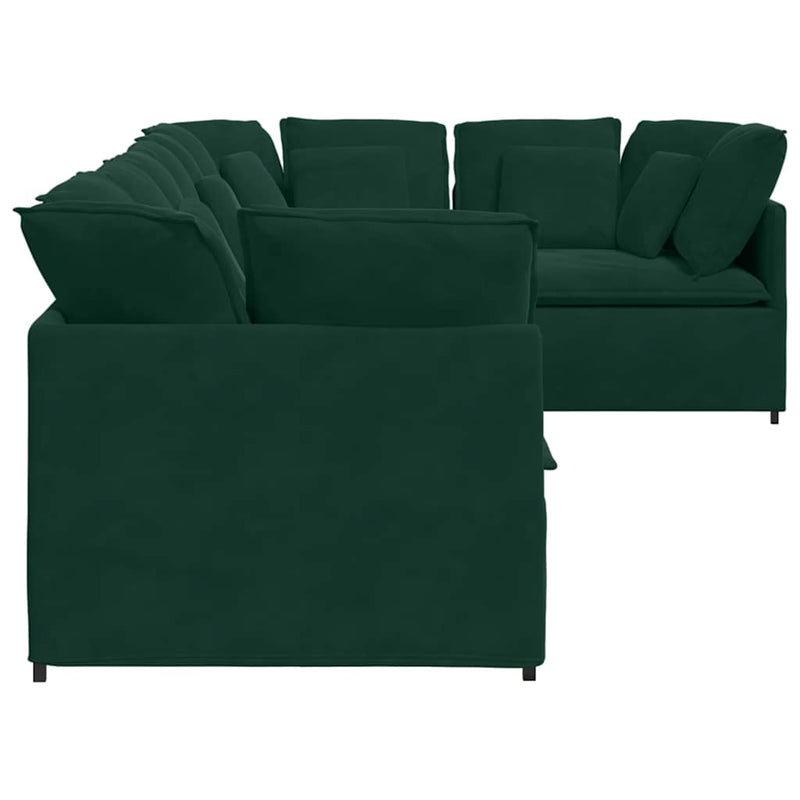 Canapea modulară cu perne, verde închis, catifea
