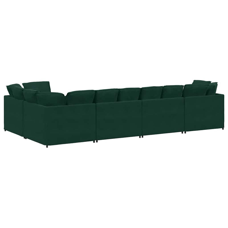 Canapea modulară cu perne, verde închis, catifea