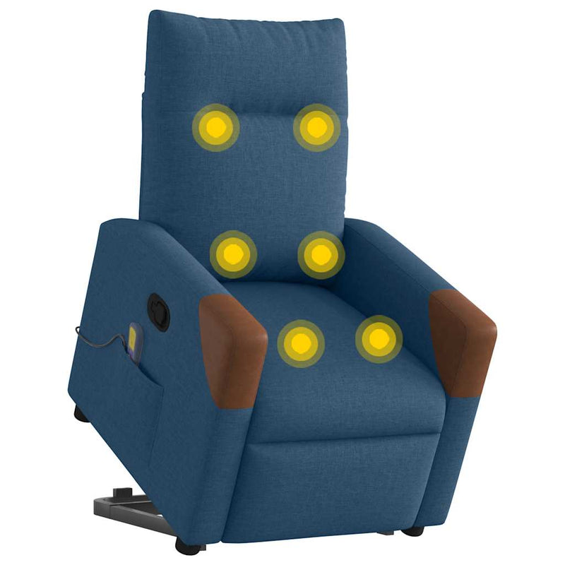 Fotoliu de masaj rabatabil cu ridicare, albastru, textil