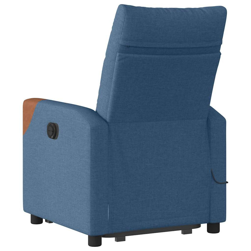 Fotoliu de masaj rabatabil cu ridicare, albastru, textil