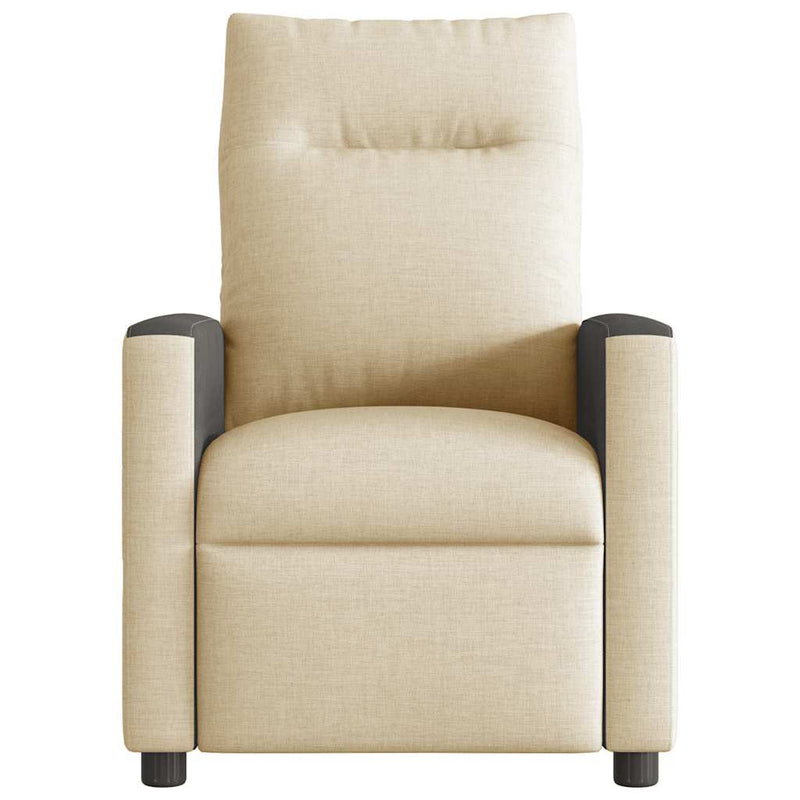 Fotoliu rabatabil electric, crem, material textil
