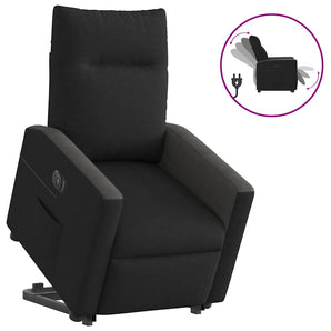 Fotoliu electric rabatabil cu ridicare, negru, textil