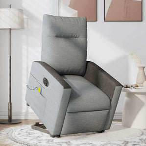 Fotoliu electric masaj rabatabil cu ridicare, gri închis textil