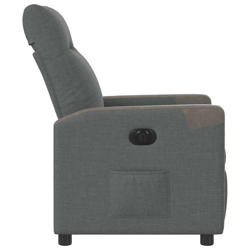Fotoliu rabatabil electric, gri închis, material textil