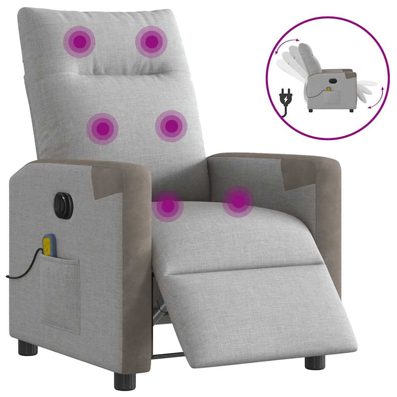 Scaun reclinabil electric pentru masaj Cloud Grey Fabric